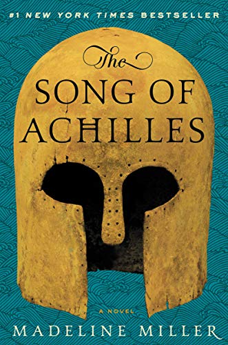 Cover art for The Song of Achilles, showing a yellow helmet form classical antiquity against a teal background.Picture