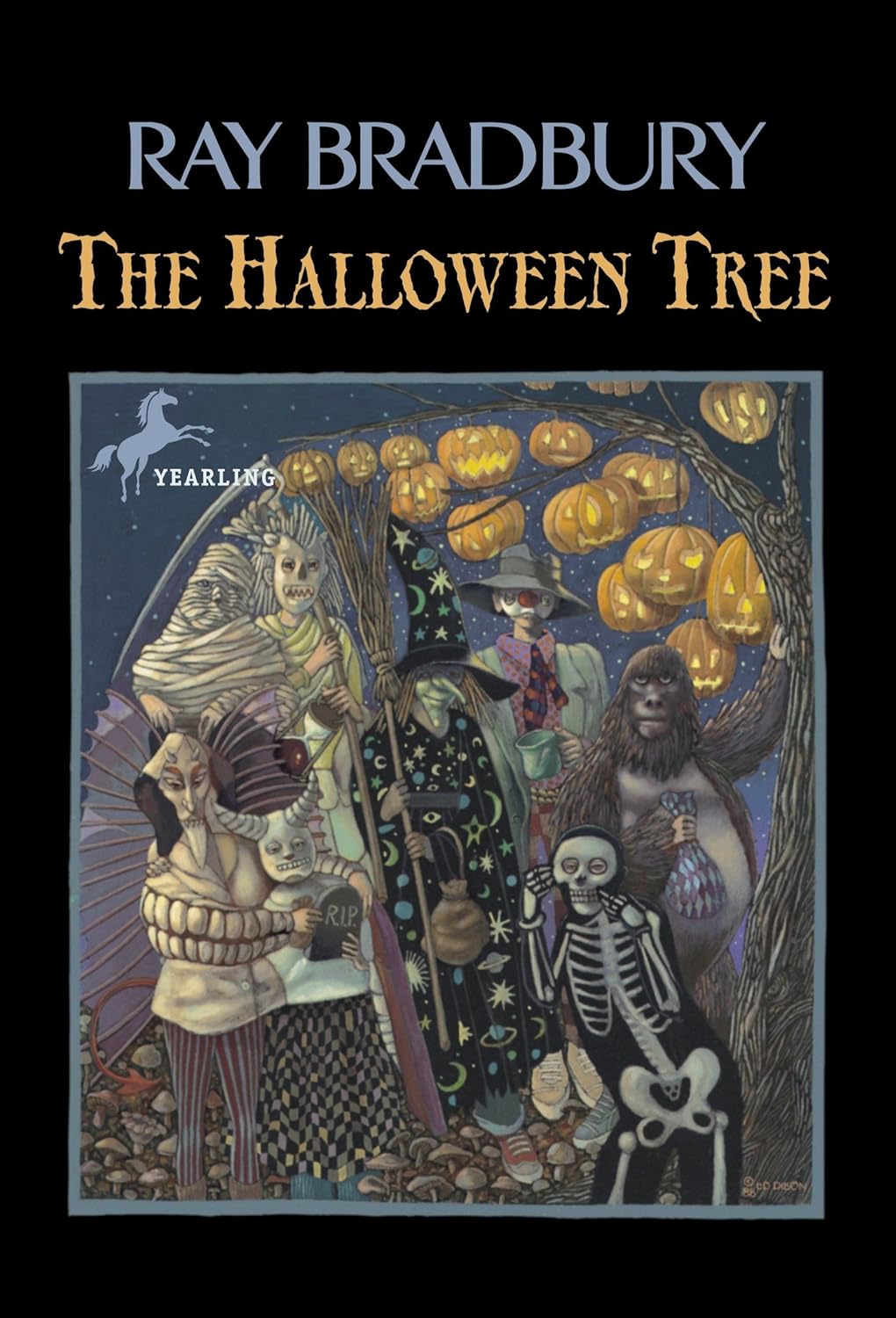 cover art for The Halloween Tree, featuring a mishmash of spooky images