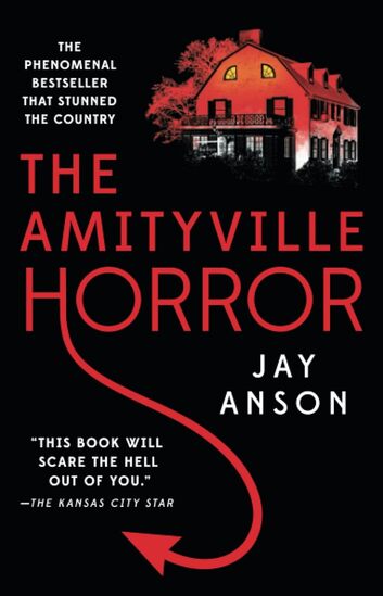 Cover for The Amityville horror. The background is all black and the title is written in red ink, with the H turned into a devil's tail. Picture