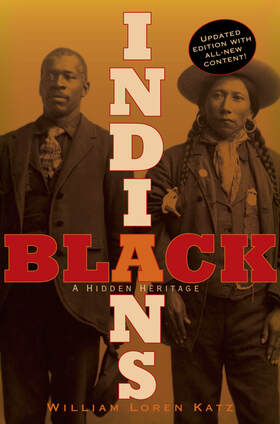 PictureCover art for Black Indians: A Hidden Heritage, by William Loren Katz. An older, sepia-toned photo shows two men standing side by side, one Black, one Indian. 