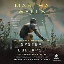 Cover art for System Collapse, featuring a humanoid crouching in a space suit as a giant mechanized space spider looms threateningly.Picture